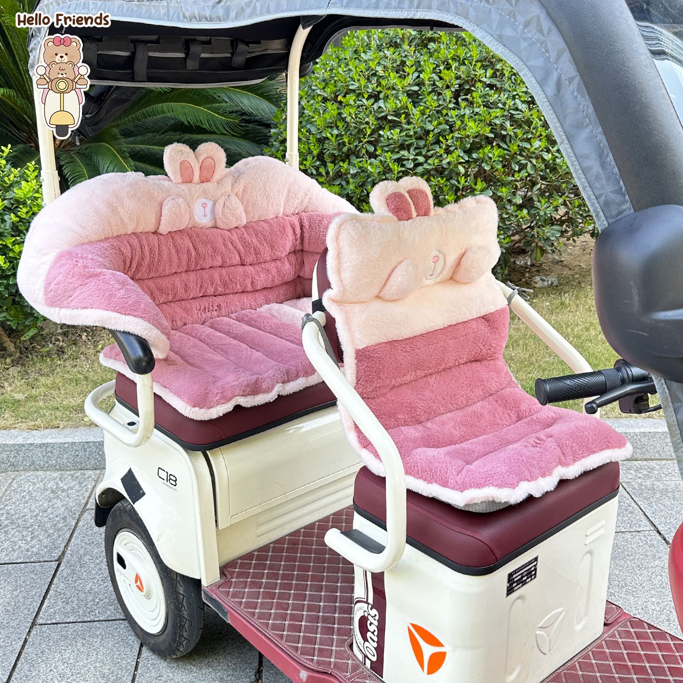 电动三轮车冬季坐垫加厚毛绒座套保暖舒适通用适用于雅迪爱玛金彭