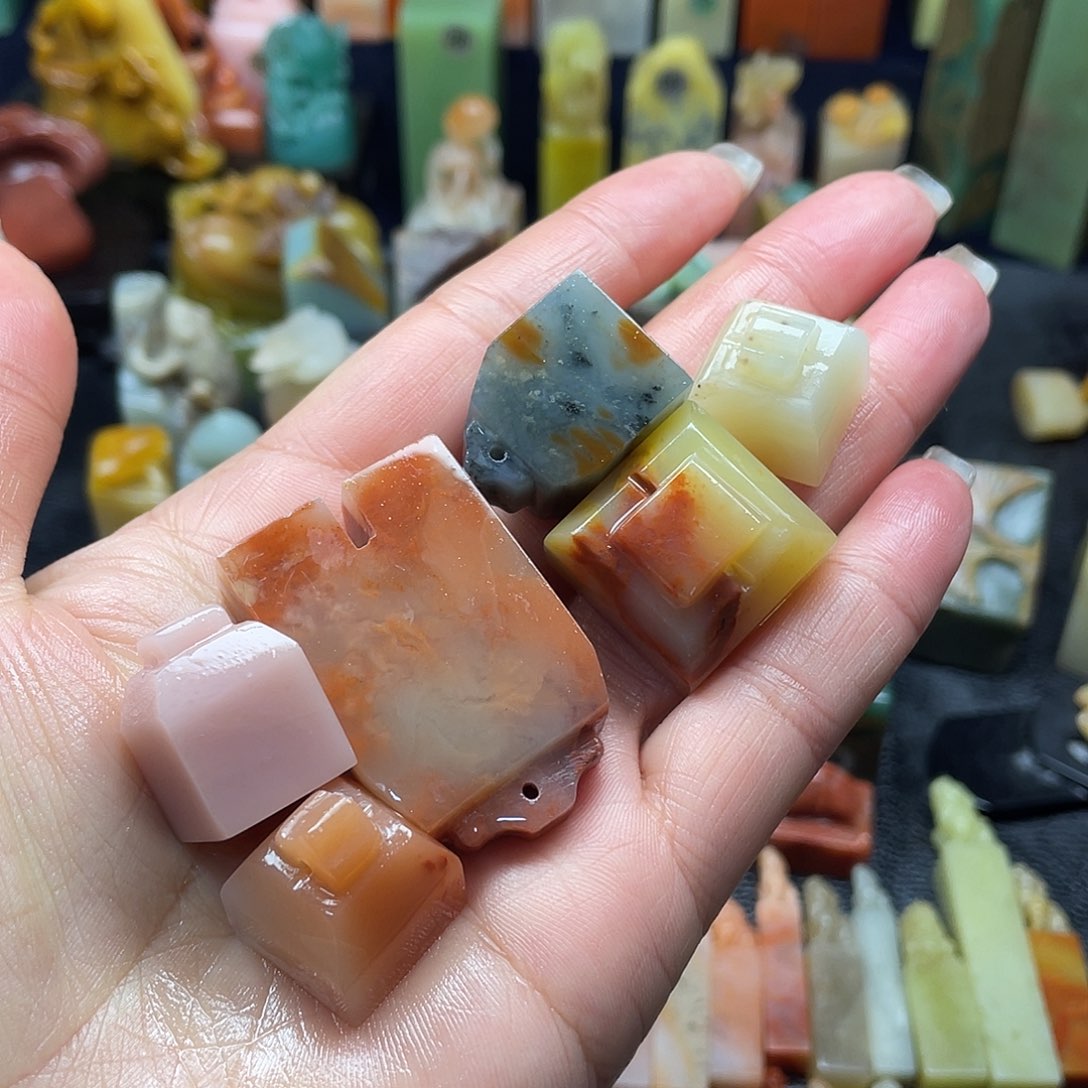 昌化石印石如意一组