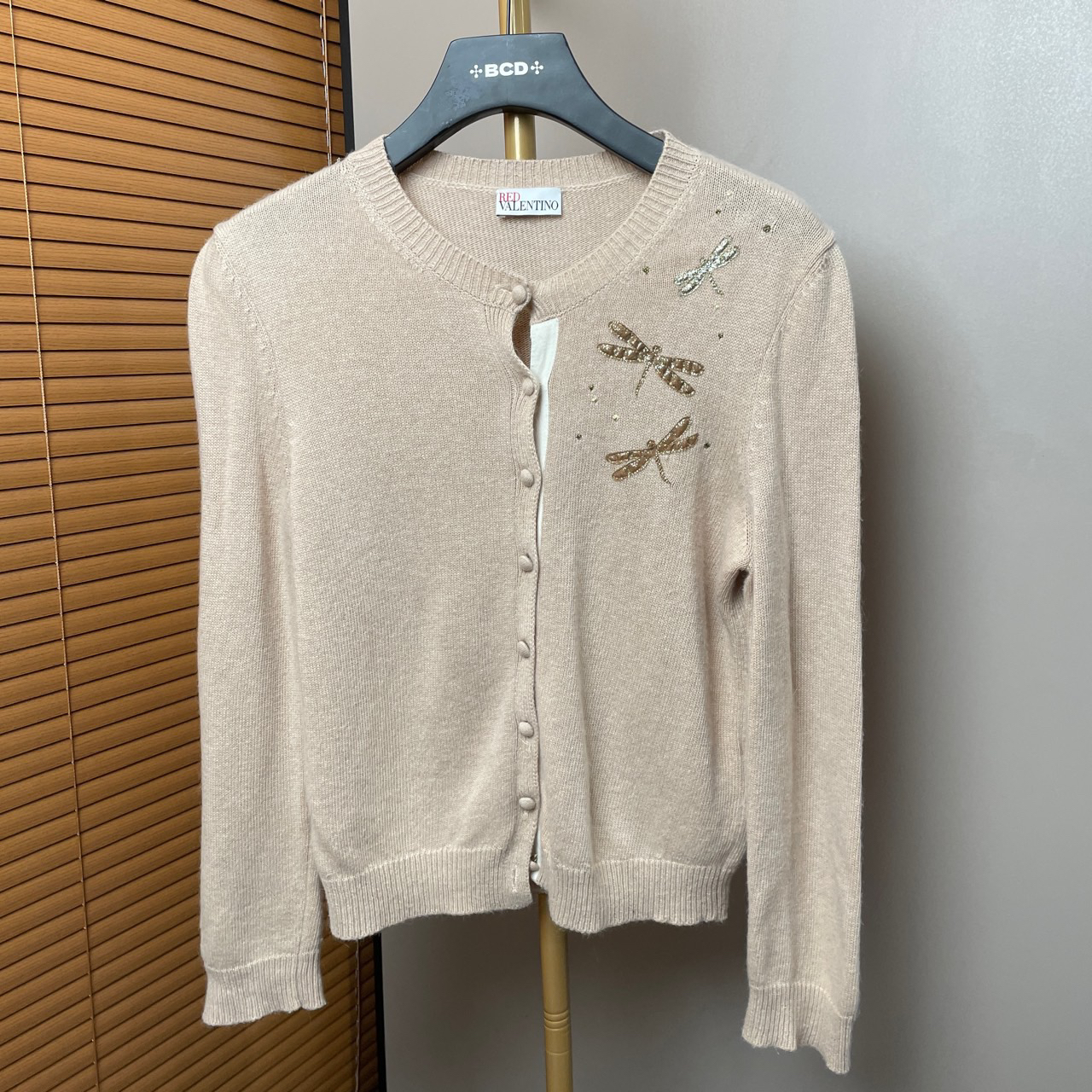 99新 Valentino/华伦天奴 蜻蜓闪粉刺绣针织衫开衫/M码/SI500564