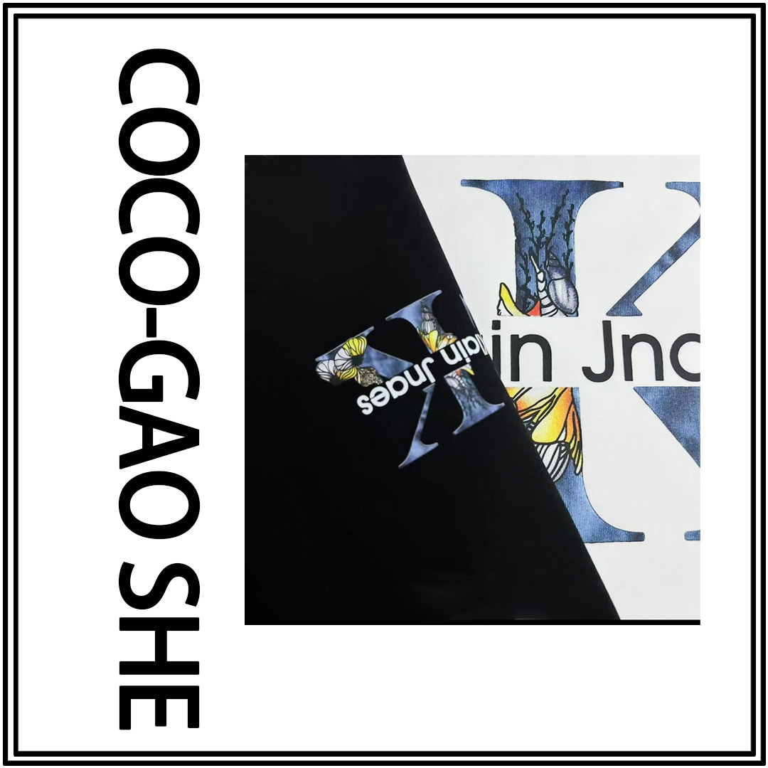 【6号链接-蓝色C.K带图案】 夏季重磅潮牌蓝色小K宽松短袖T恤1043