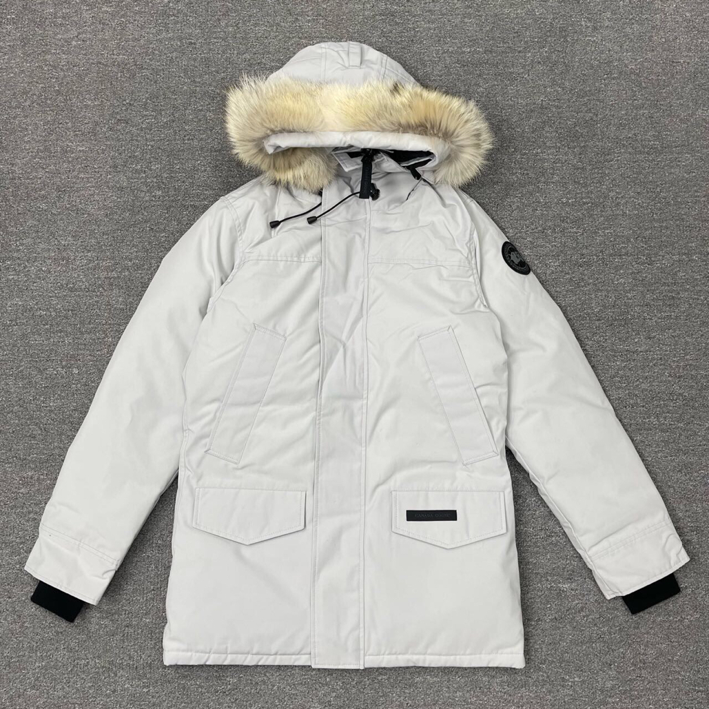 未使用 CANADA GOOSE 毛领连帽羽绒服/银桦色/S码/12600