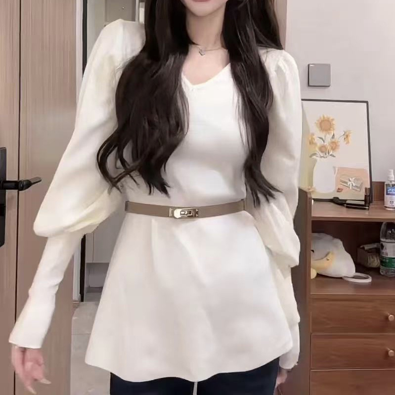 YY大码(纯欲风)遮肚时尚百搭高级感气质女神打底上衣