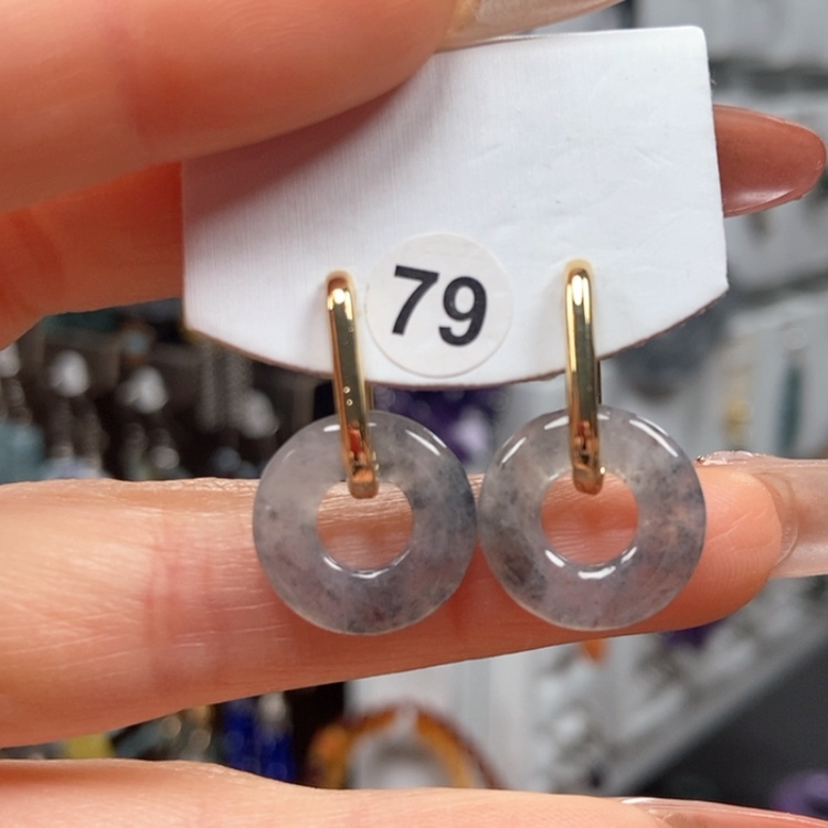 【闪购商品】翡翠耳饰银S925镀金镶嵌