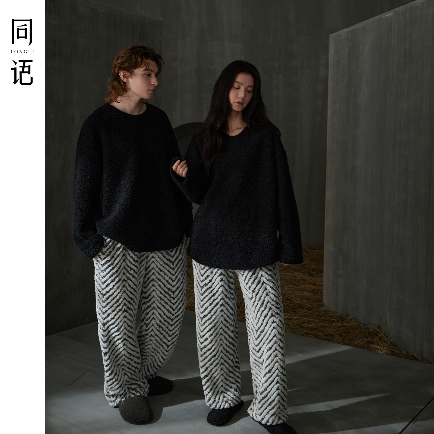 同语珊瑚绒情侣睡衣女士新款秋冬加绒长袖加厚保暖羊羔绒男家居服