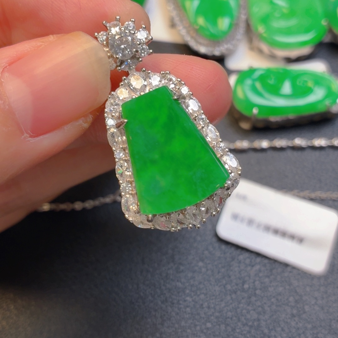 翡翠银S925镶嵌吊坠(不含链)