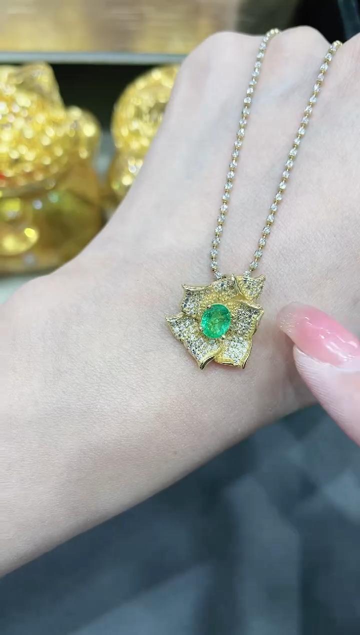 S925银镶嵌祖母绿吊坠（不含链）