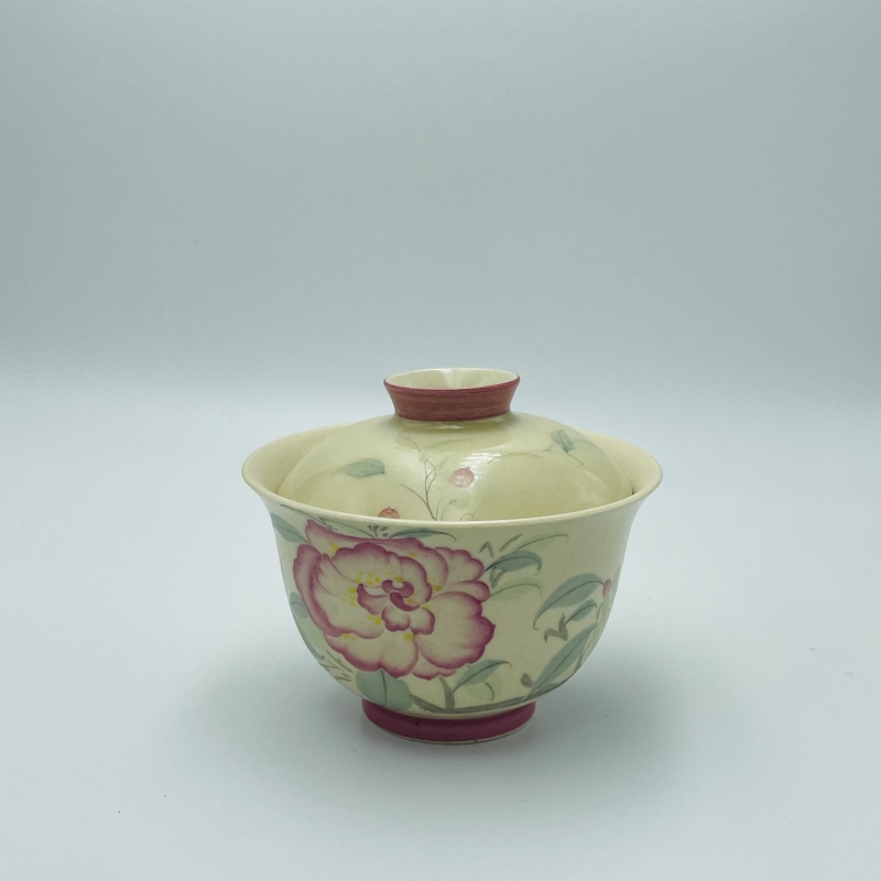 阿茶  茶花盖碗(120ml)零配（ZX-0019）