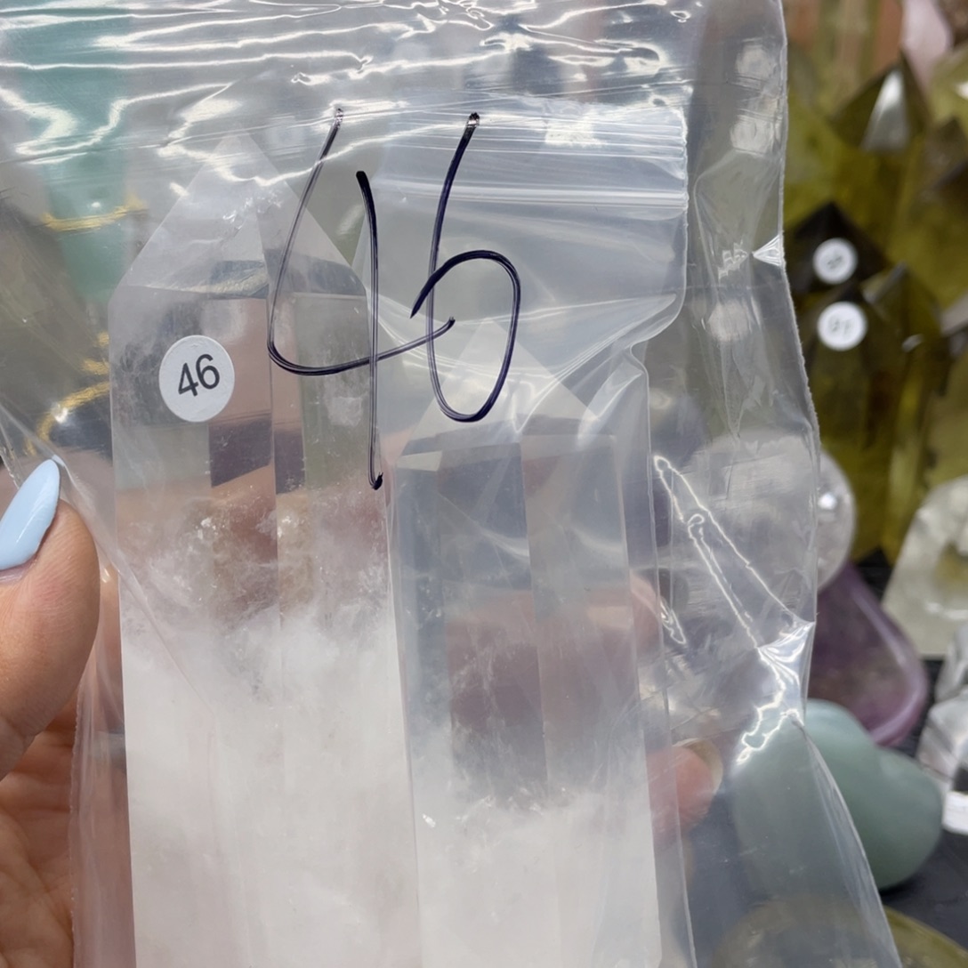 吃***皮水晶珠宝半成品未镶嵌46白水晶柱