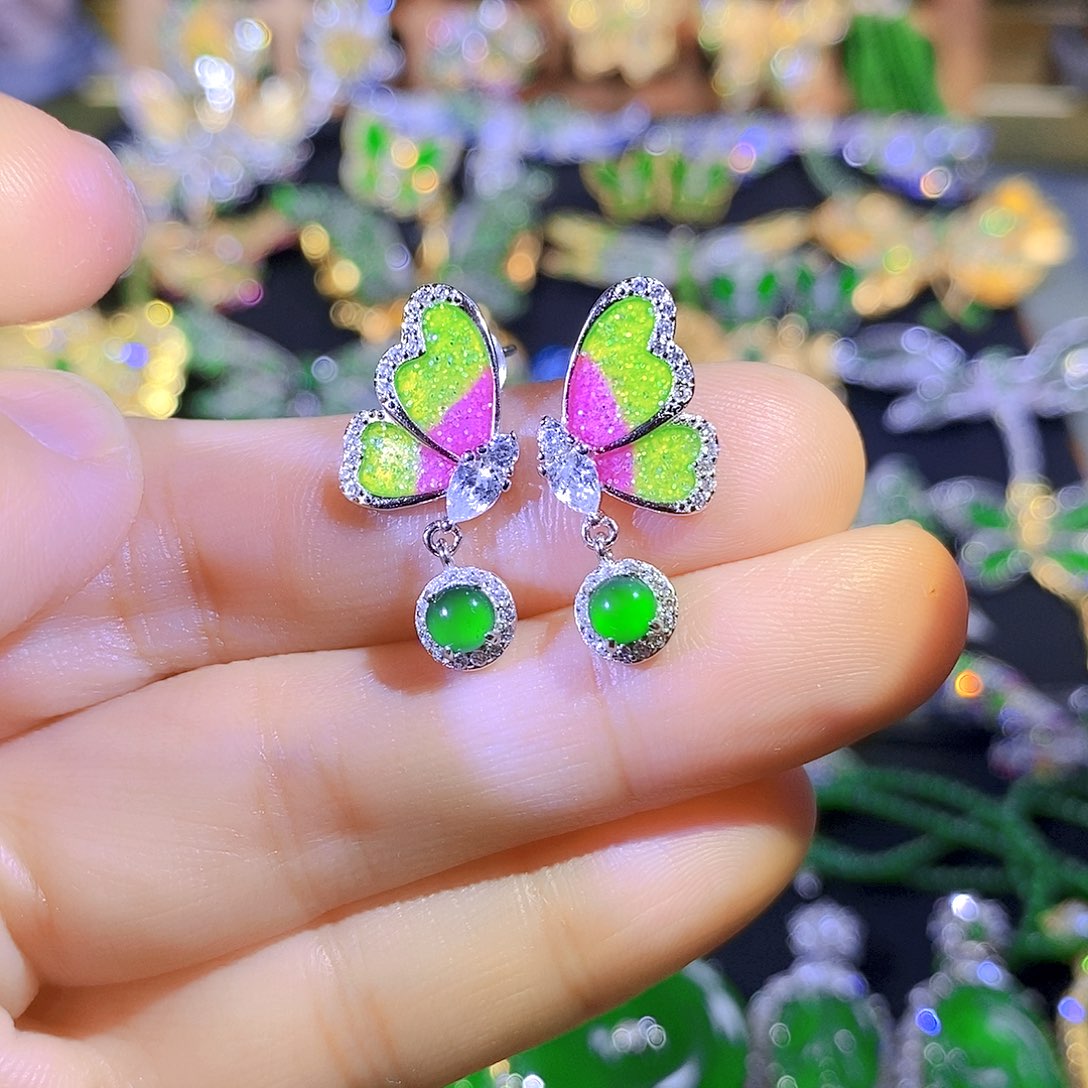 吊坠(不含链)银S925镶嵌翡翠