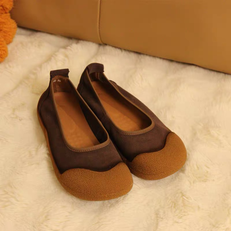 590牛反绒圆头浅口套脚女单鞋