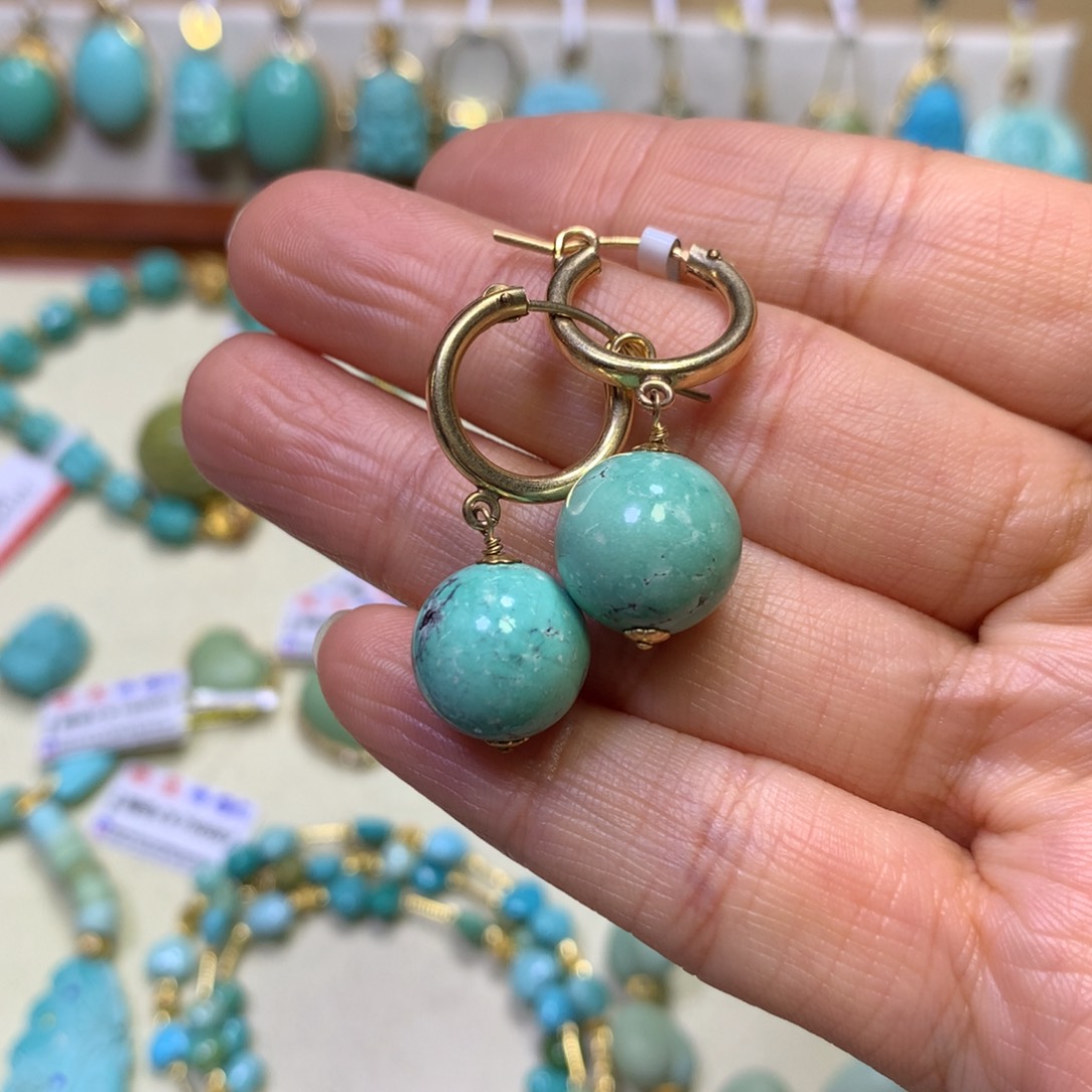 绿松石耳饰合金耳饰
