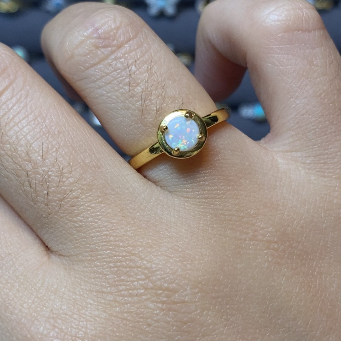 欧泊珠宝奇石银S925镶嵌戒指