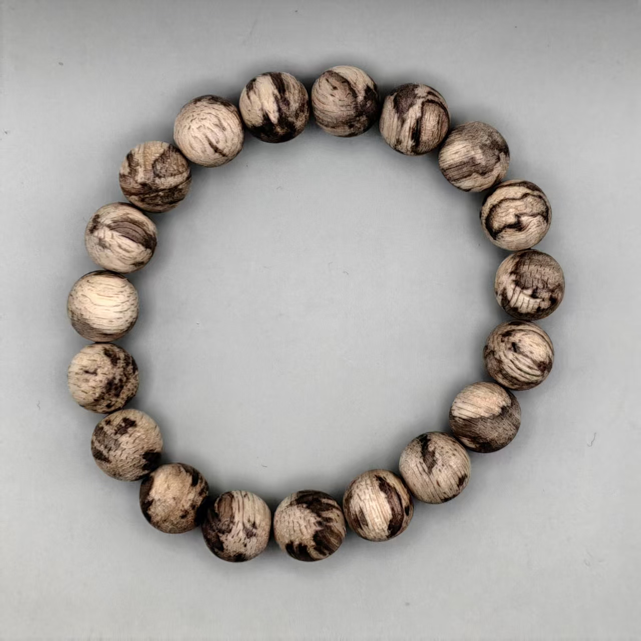 沉香越南芽庄虎斑纹白奇楠沉香单圈手串（多样性发其一）