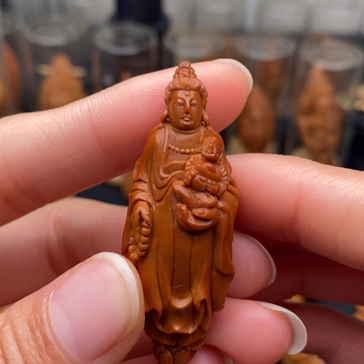 橄榄核吊坠童子观音