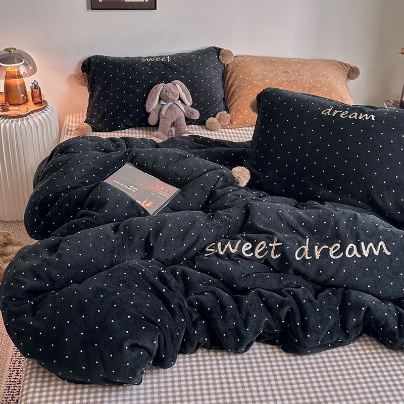 牛奶绒【甜蜜的梦】床上四件套双面绒被套床单加绒加厚入冬2025新