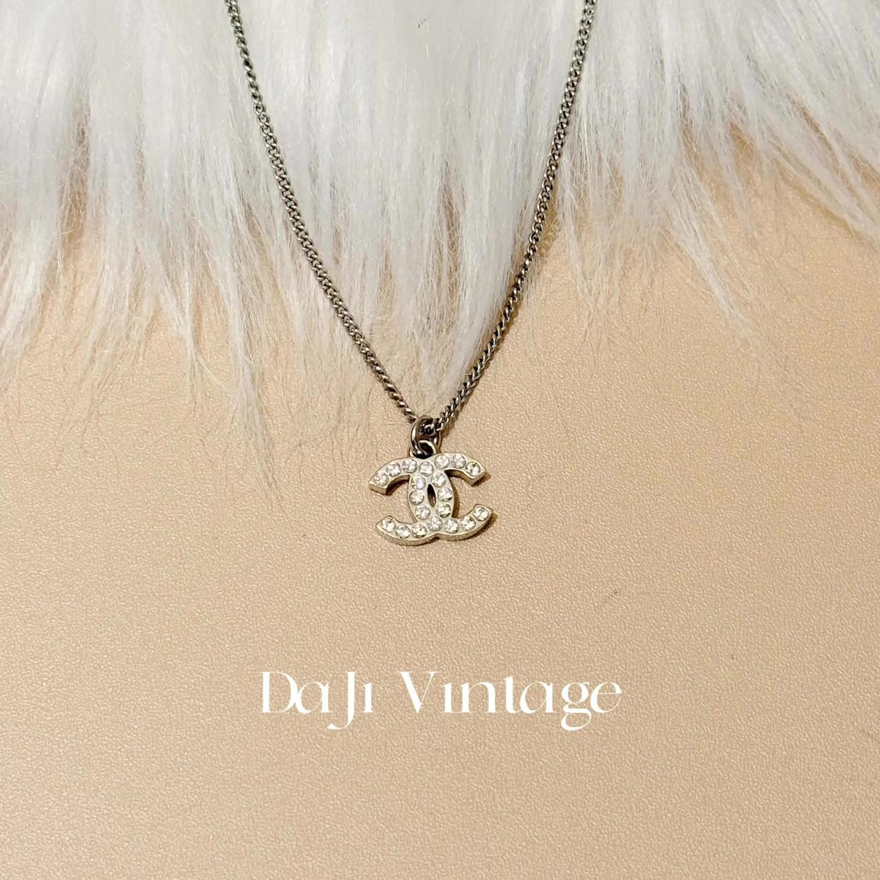 99新 Chanel/香奈儿 大吉中古/香奈儿双c满钻银色项链