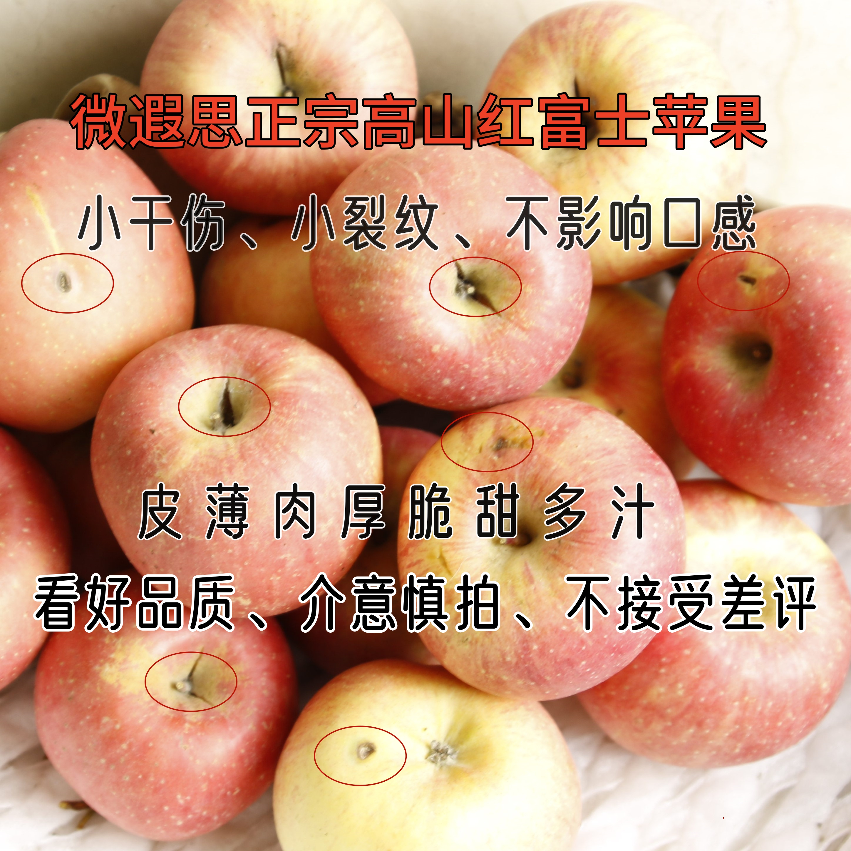 高山红富士苹果辽西山地正宗老富士苹果微遐思脆甜多汁皮薄黄肉