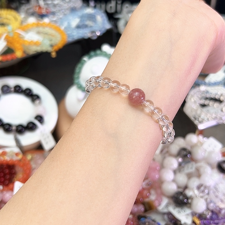 水晶手链银S925镶嵌草莓601