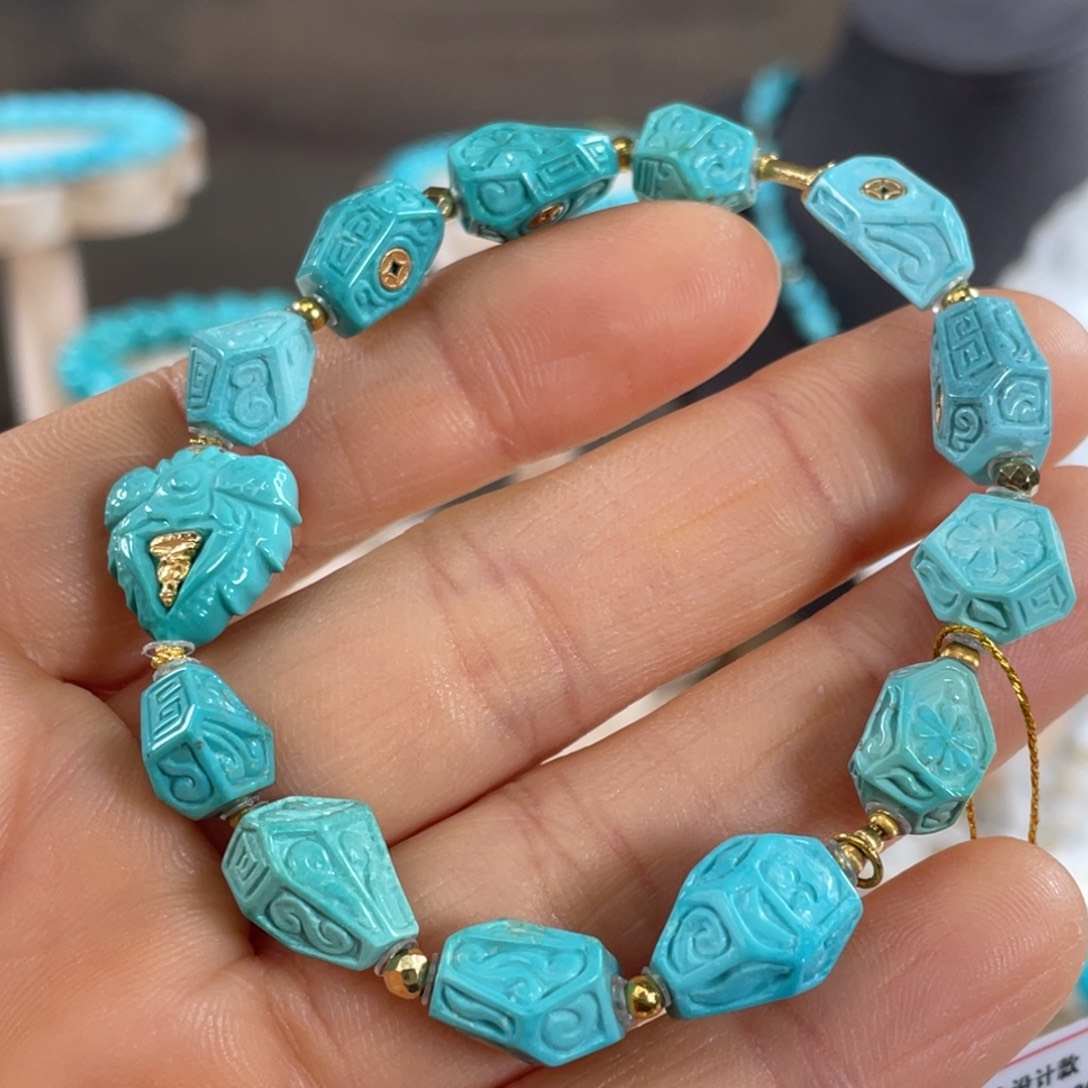 绿松石未镶嵌套链设计款无相珠