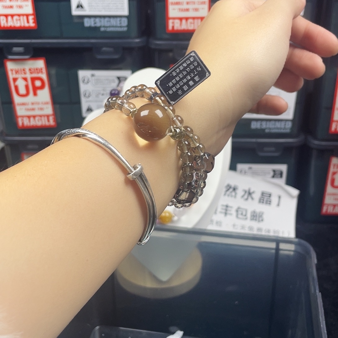 手链烟晶银S925镶嵌