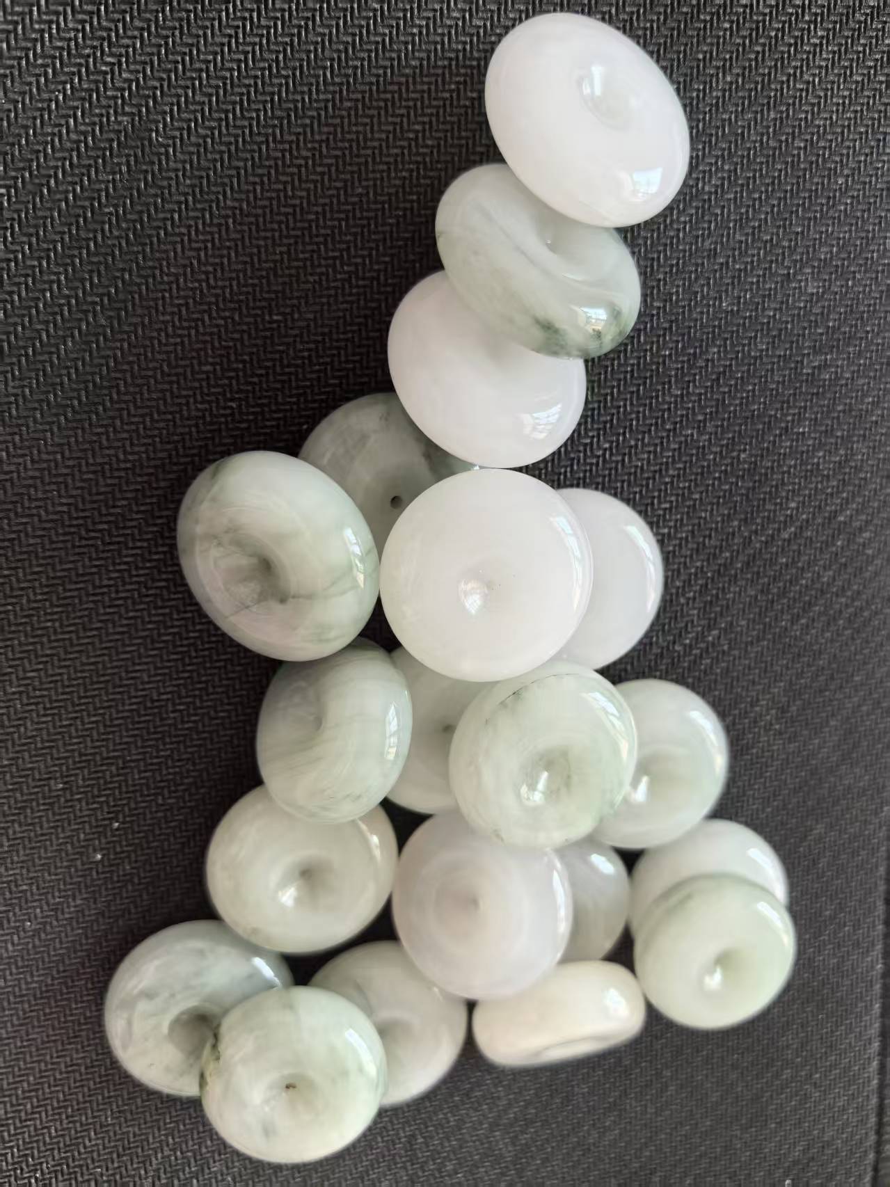 金丝玉天山翠石英质玉平安扣白色冰透多样性发货拍一发一