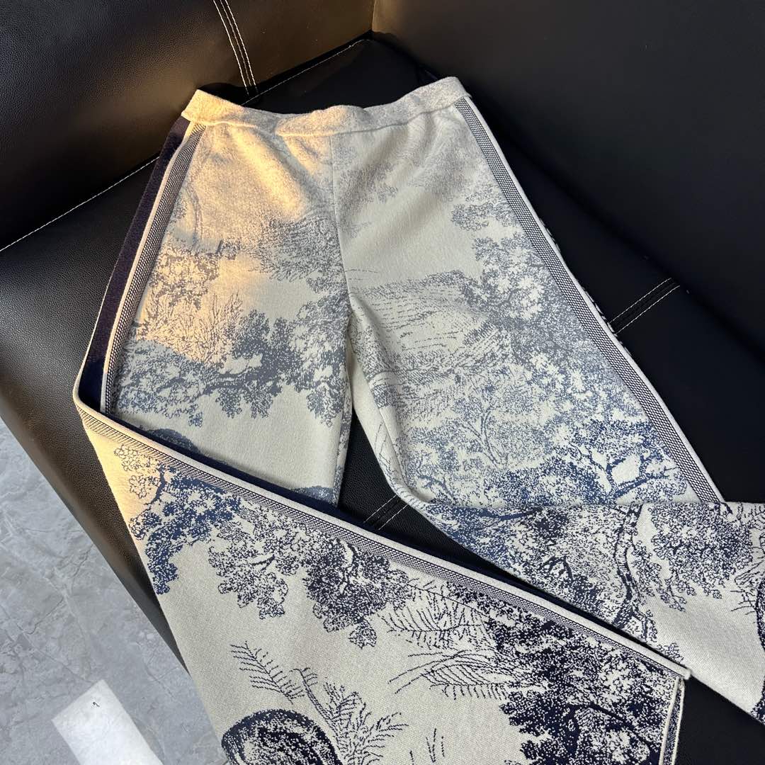 未使用 DIOR/迪奥 女士羊毛蓝色老虎卫裤潮流146714运动休闲裤