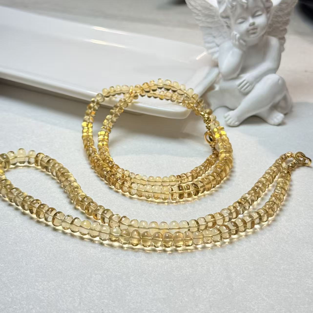 【铭记珠宝】黄水晶算盘珠珠链7-DM64K324【多样性发一件】