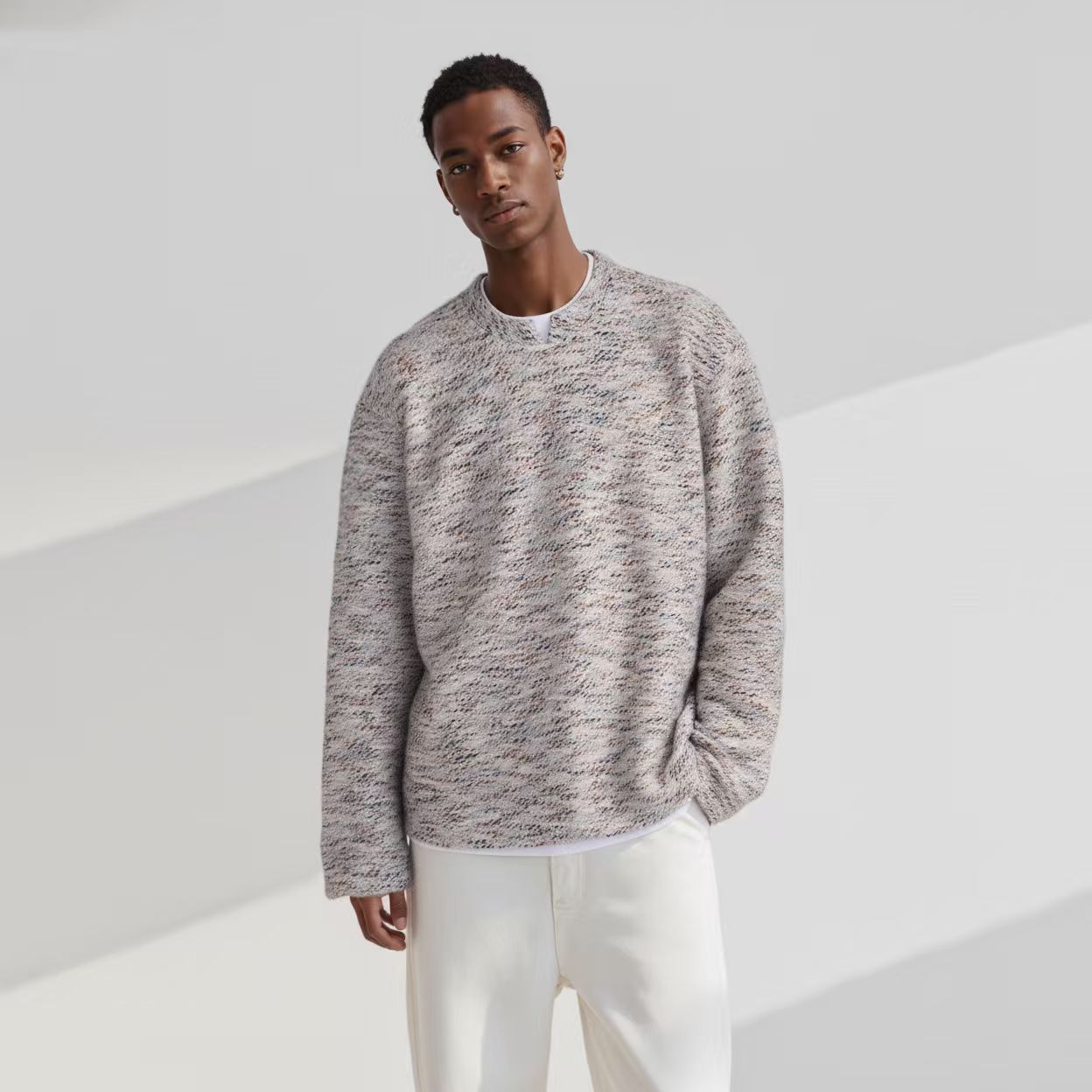  LANGGS&浪叔 25秋季花纱满天星假两件亨利领套头长袖卫衣-FW5487