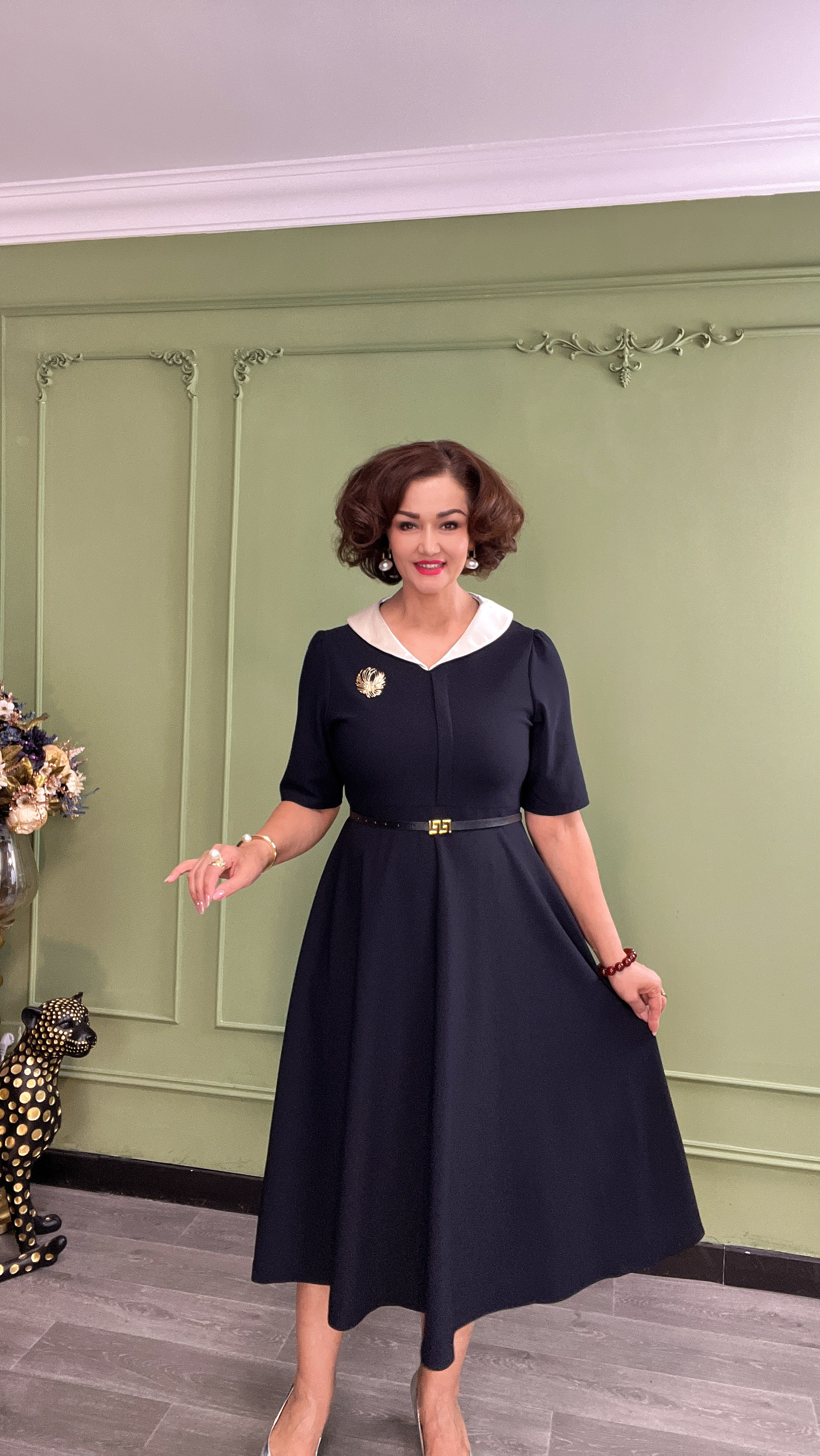 【包邮】高级气质裙子法式V领显瘦连衣裙高弹力#0265