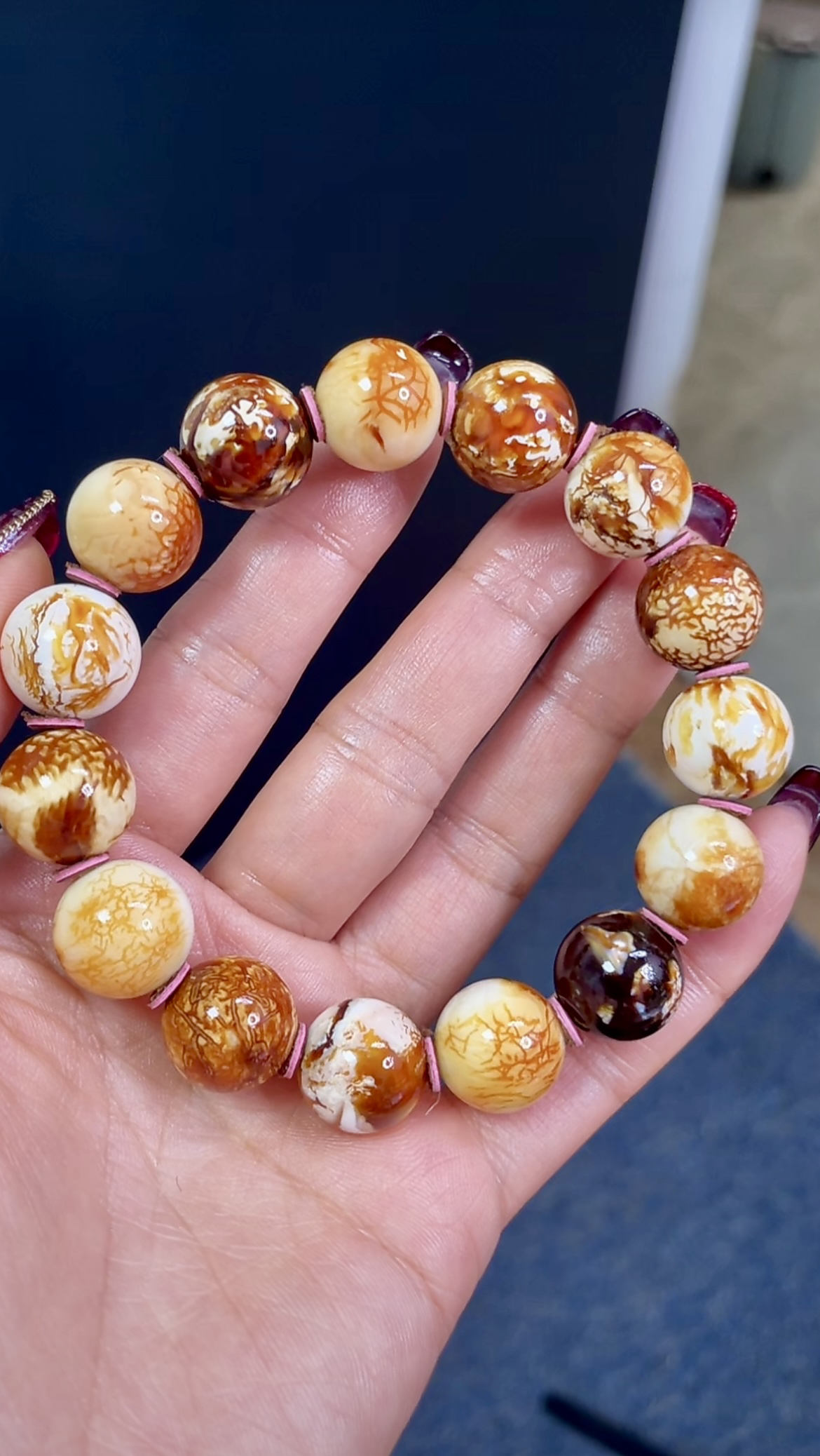 琥珀蜜蜡花蜡沁色男 女手串尺寸14+