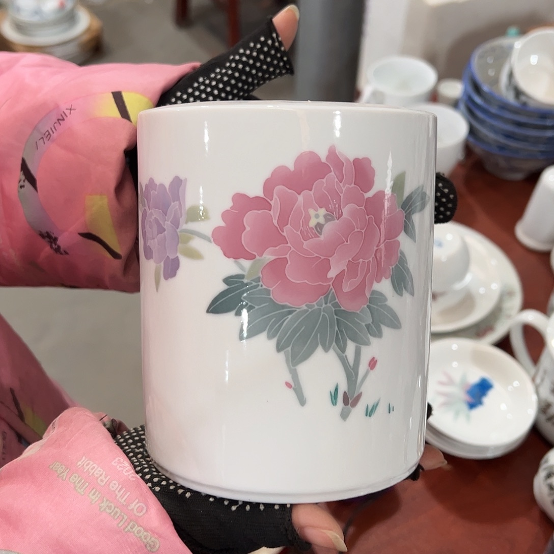 醴陵瓷直播供货基地手绘14厘米红官窑