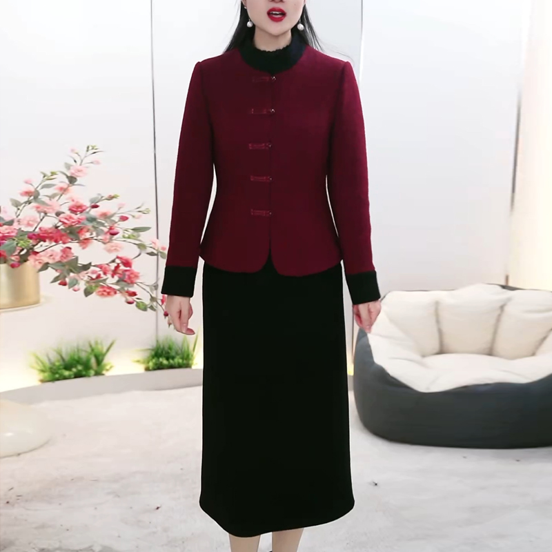 高档新中式外套连衣裙两件套女2025新款秋季优雅国风妈妈套装裙潮