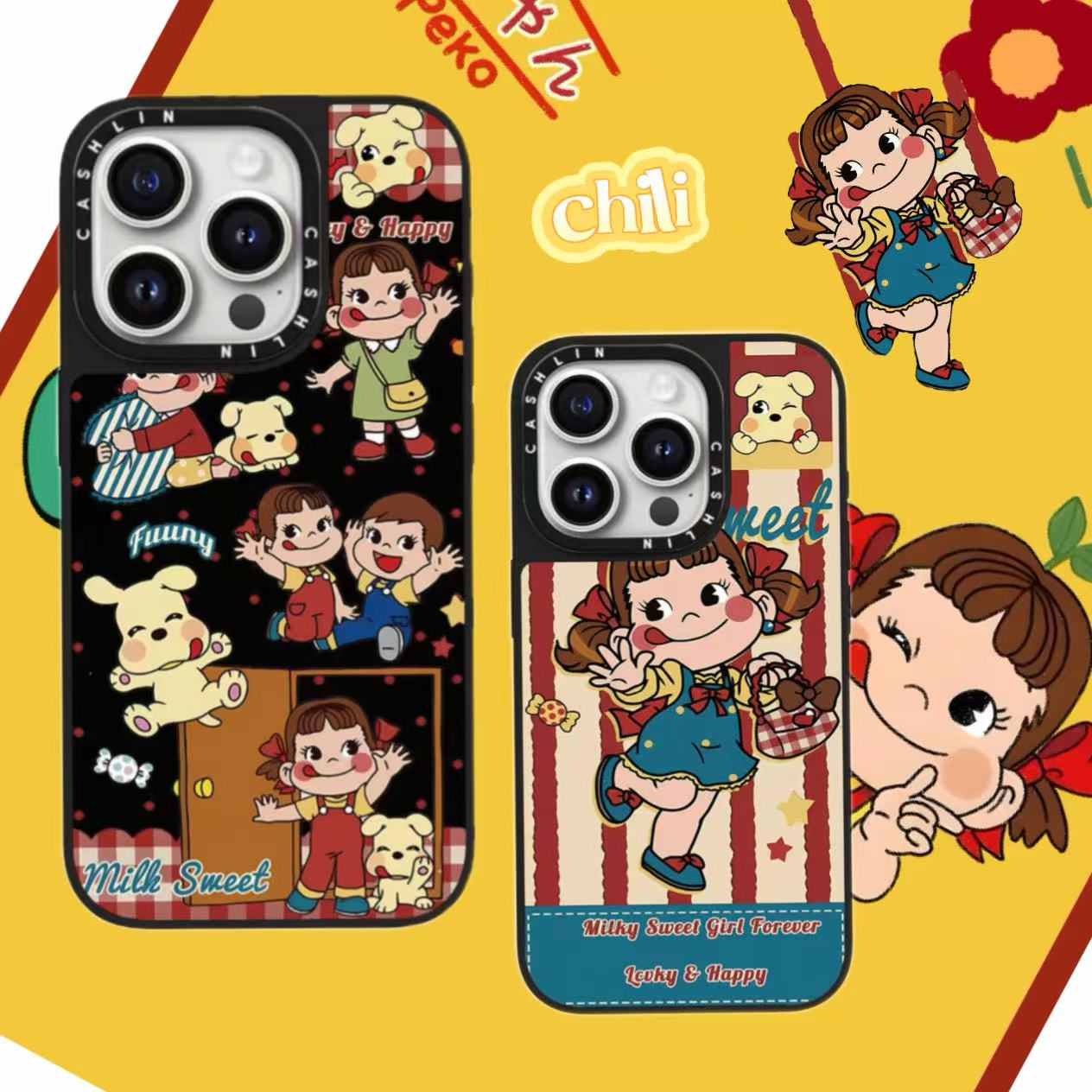 【不二家系列】复古牛奶妹case超高版本镜面手机壳适用于苹果全系列