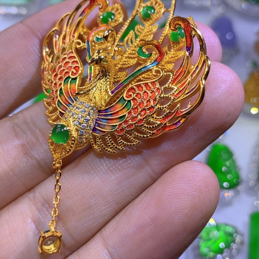 【闪购商品】翡翠挂件银S925镶嵌天然翡翠