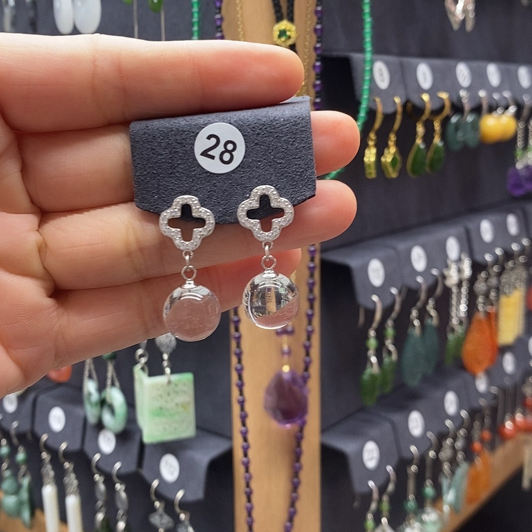 曾***上翡翠银S925镶嵌耳饰