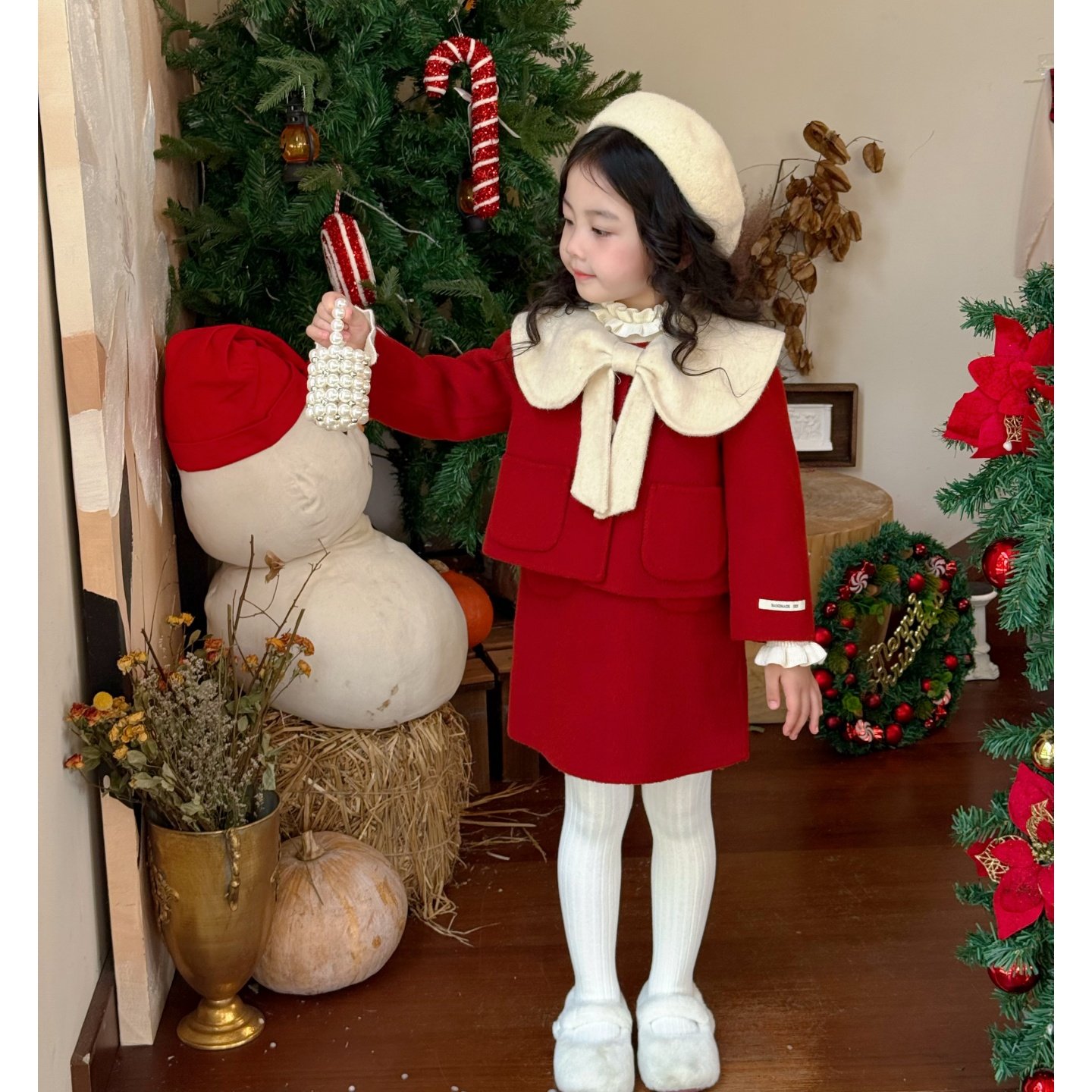 现货）壹妈原创拜年服红色套装裙女童大衣冬2025新款儿童公主裙