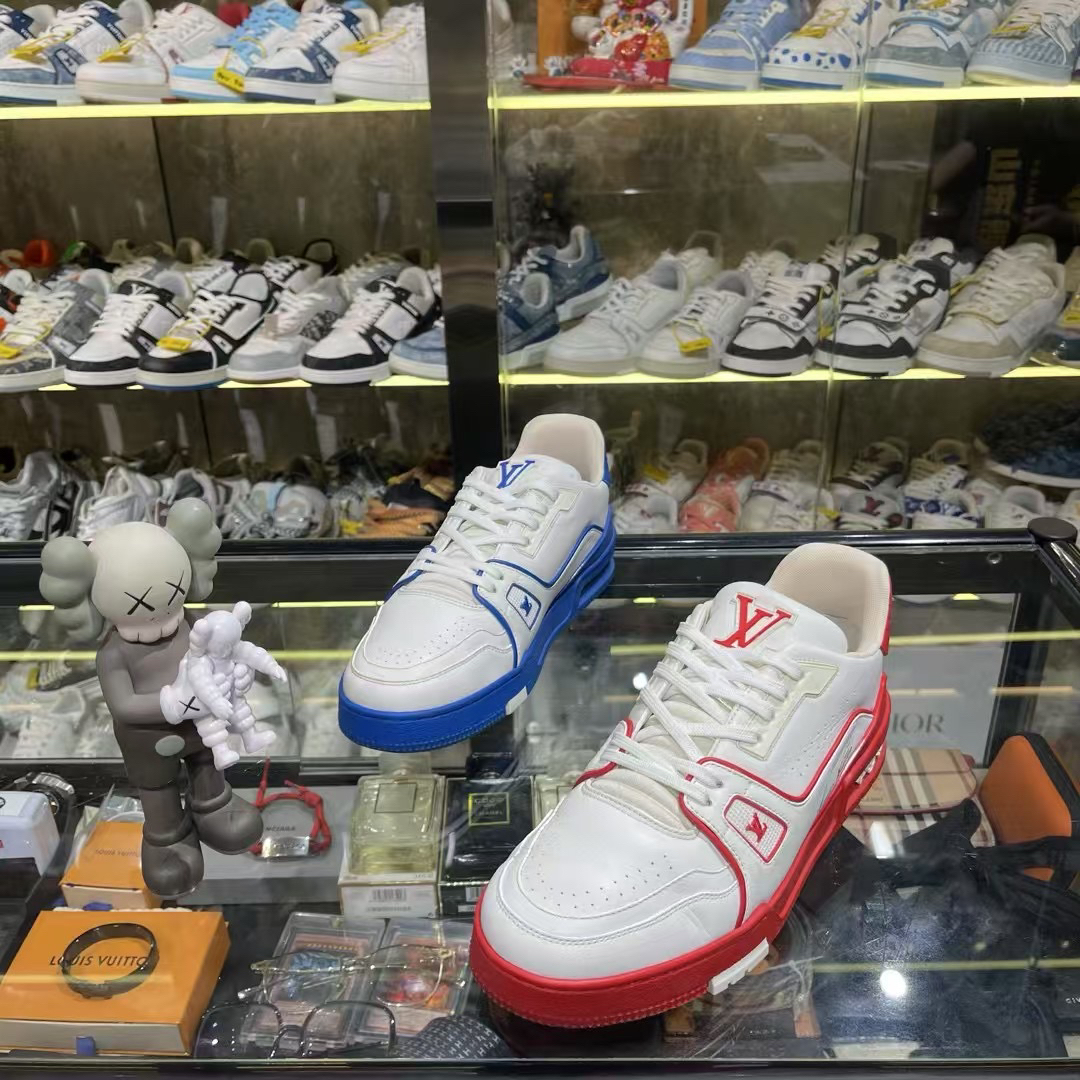 99新 LouisVuitton/路易威登 lv trainer红蓝鸳鸯配色/41码/原盒