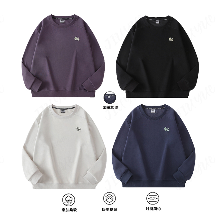 【加厚加绒登山棉】新款金属哑光胸标户外休闲百搭情侣卫衣 3002