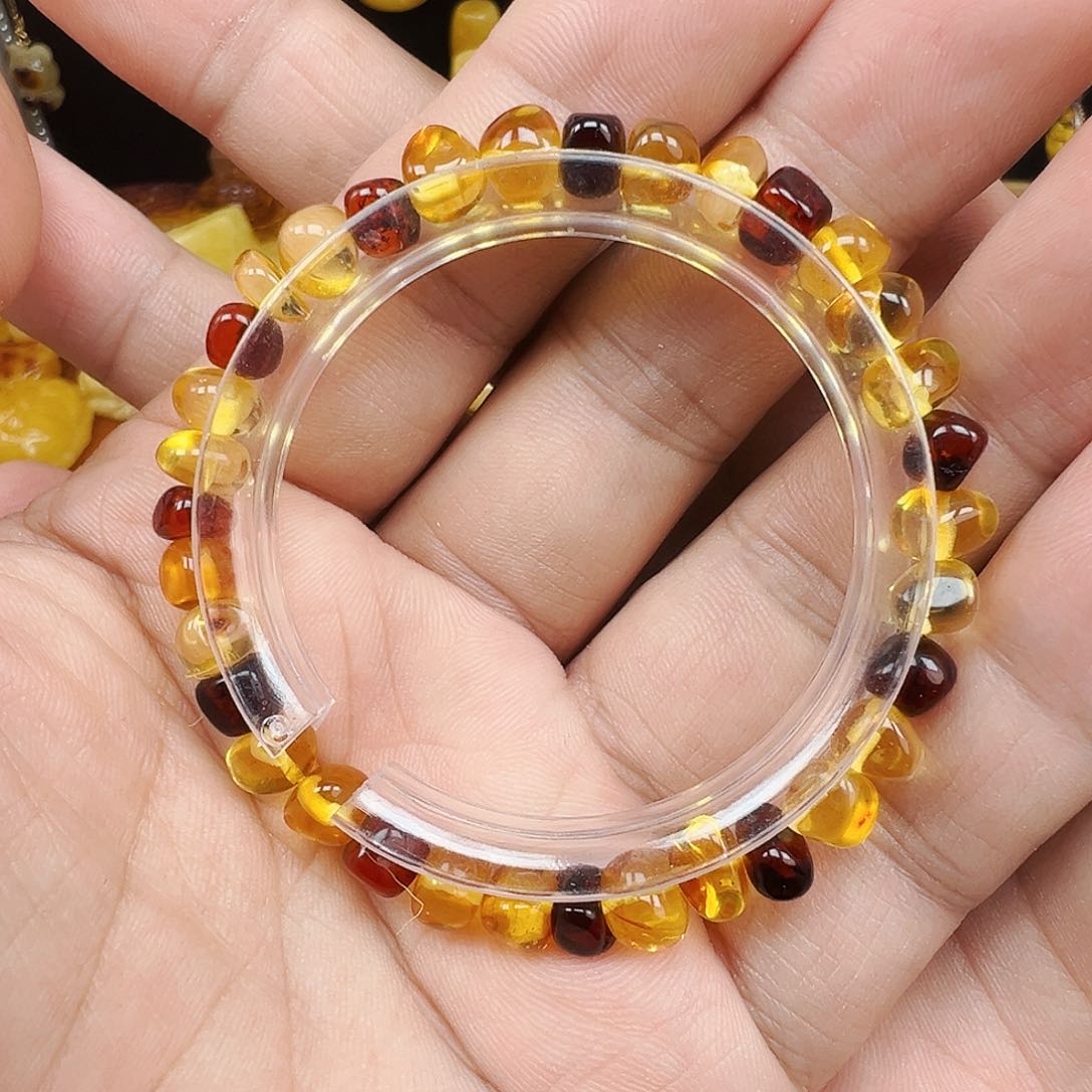 琥珀未镶嵌珠宝奇石金珀随型单圈8mm，福利