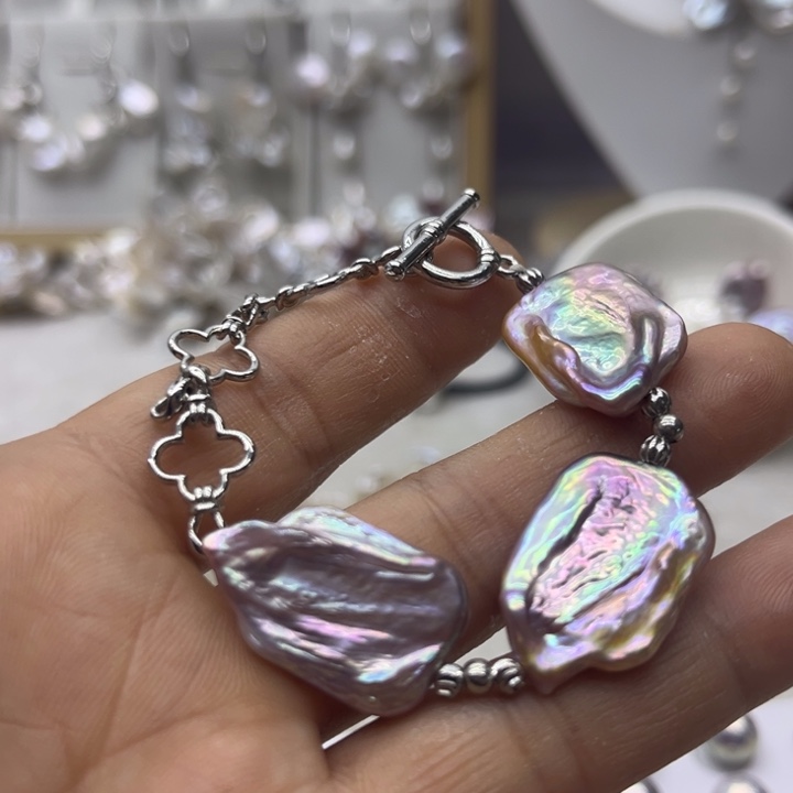 淡水珍珠发饰银S925镶嵌