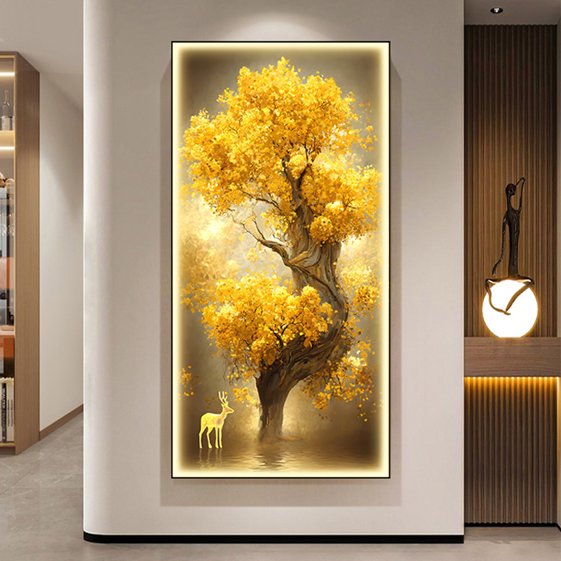 发财树入门玄关装饰画高端走廊过道大气好寓意挂画现代简约新壁画