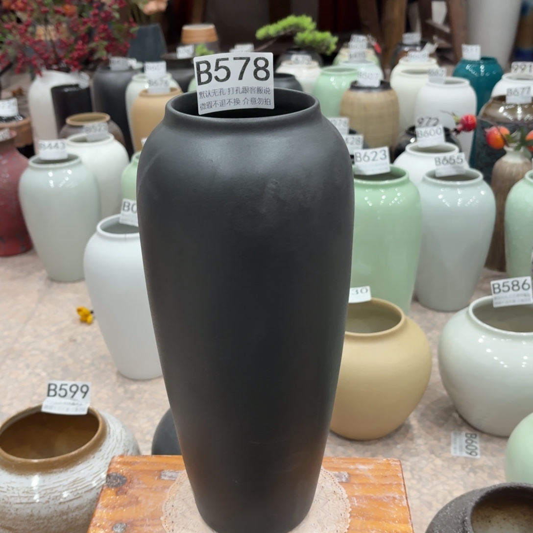 陶摆件瑕疵578 景德镇陶瓷花瓶高34口9