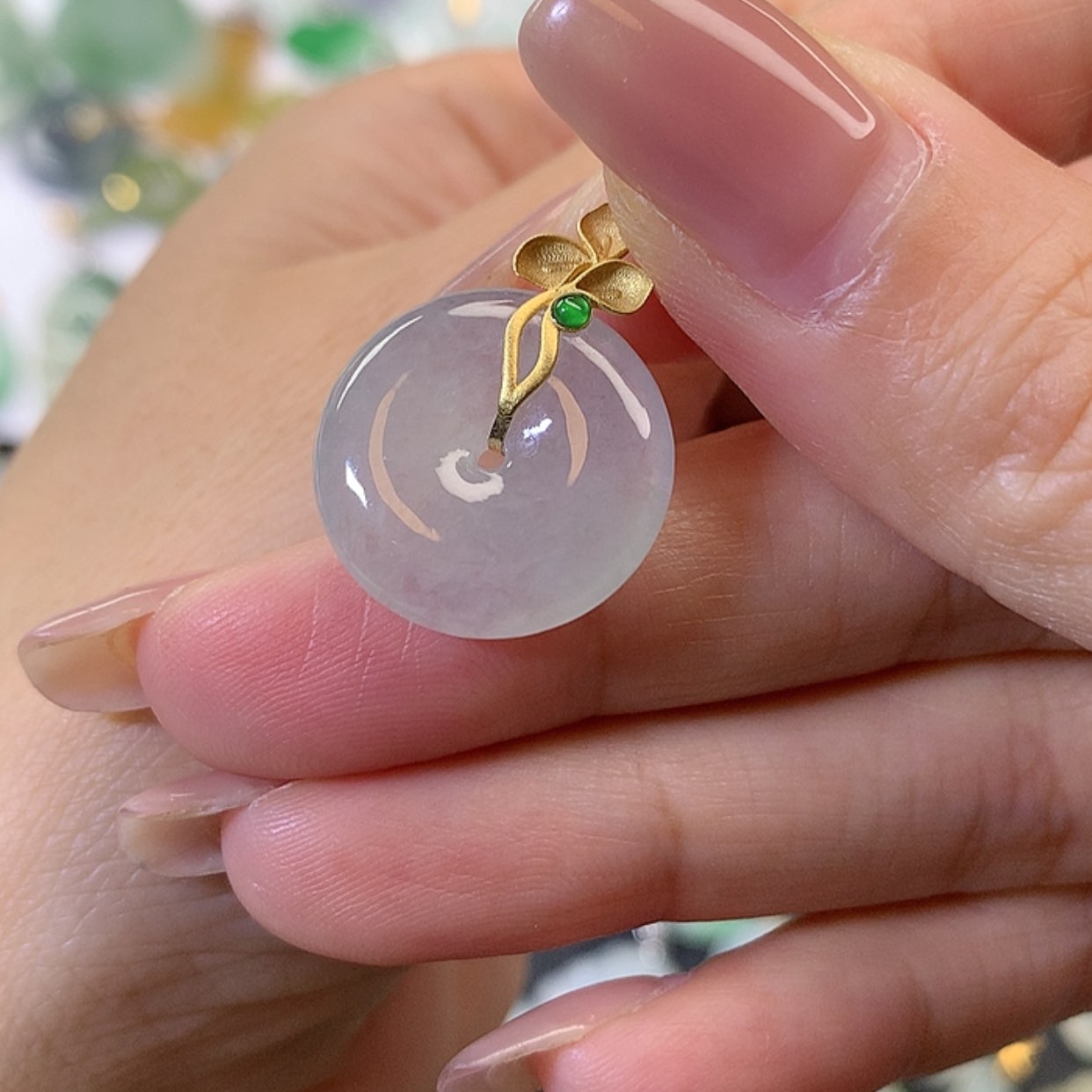 【闪购商品】翡翠吊坠(赠链)18K金镶嵌