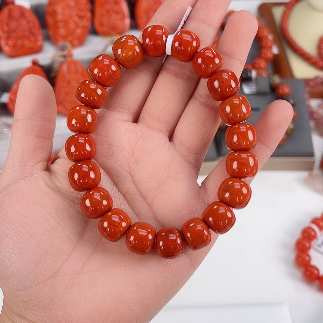 南红玛瑙川料老型单圈12未镶嵌