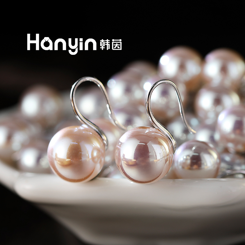 铜合金仿珍珠耳饰 14mm高亮强光炫彩人鱼姬珠珠高跟鞋温柔耳挂