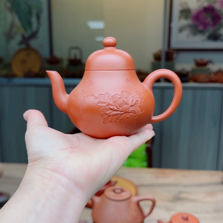 茶壶紫砂朱泥200 C C夫妻双国工作品