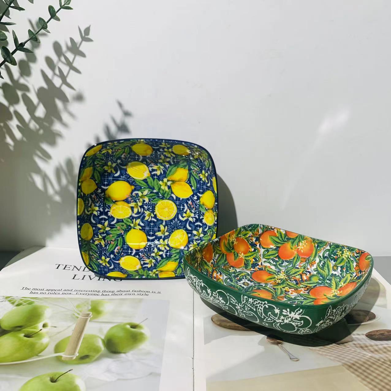 桔子加柠檬-6英寸四方碟两个装