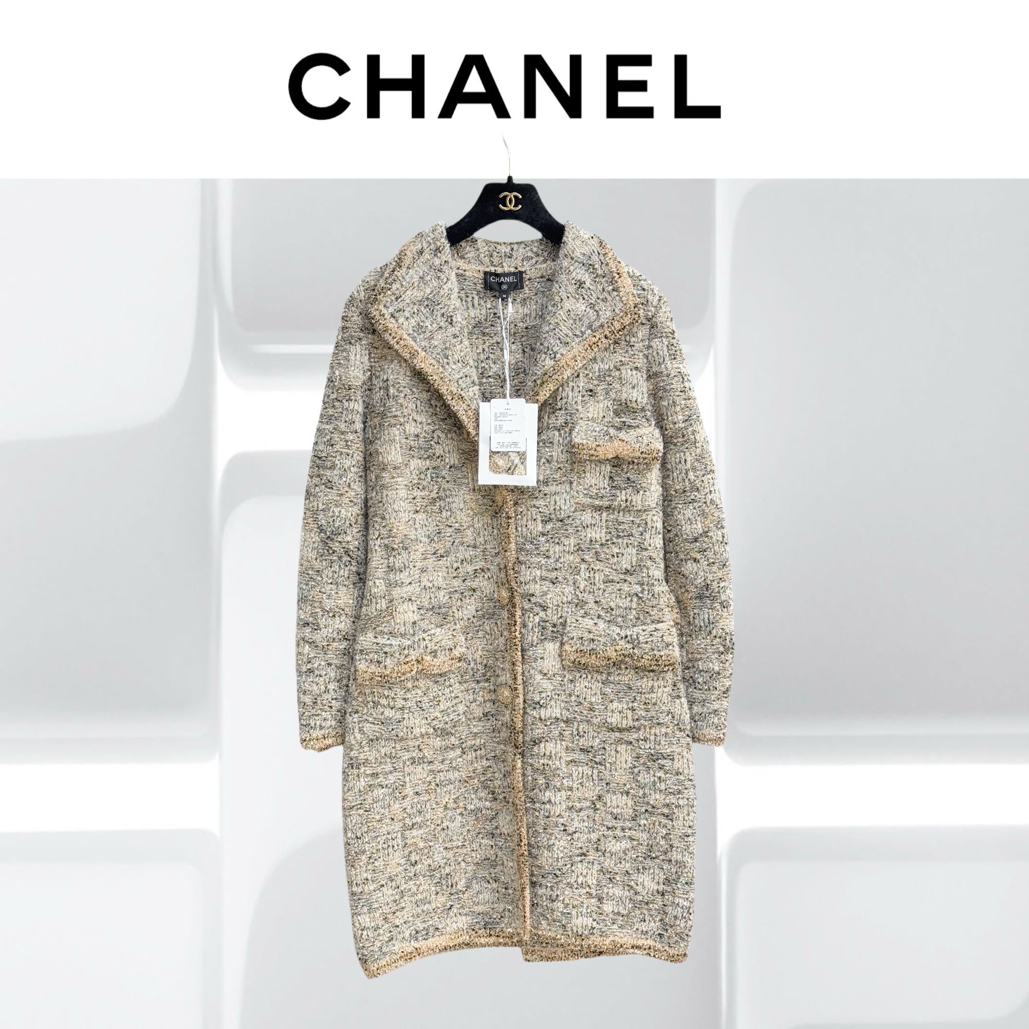 99新 Chanel/香奈儿 36码20A金线混色翻领长款外套 