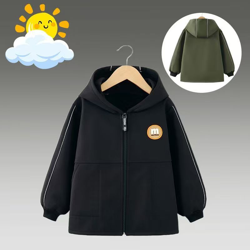 儿童正穿防脏罩衣休闲风加绒加厚外套秋冬中大童男童洋气护衣