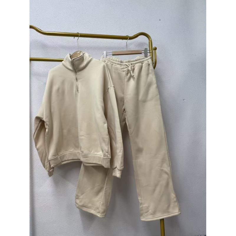 唯琳剪标  A4-15-600款  杏色加绒卫衣套装裤长106